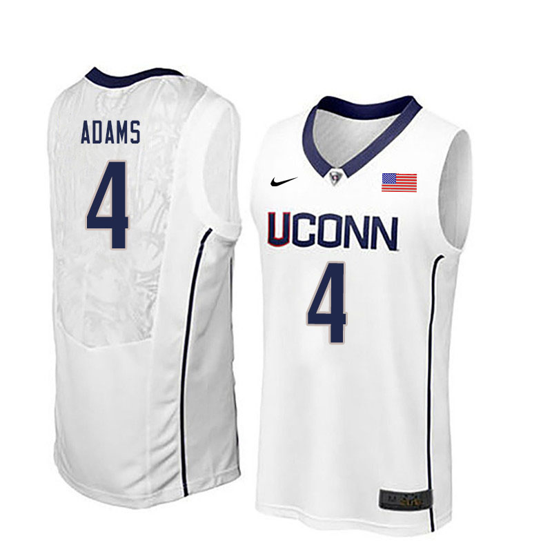 Men #4 Jalen Adams Uconn Huskies College Basketball Jerseys Sale-White